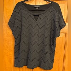 AB Studio Women’s Short Sleeve Knit Chevron Sweater, XL